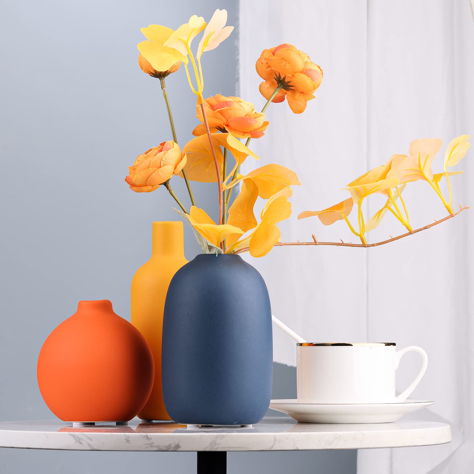 Ceramic Vase Set of 3, Minimalism Style Vases for Rustic Home Decor