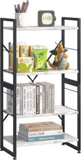 4 Tiers Bookshelf Adjustable Shelf Organizer, Rustic Brown Small Bookcase