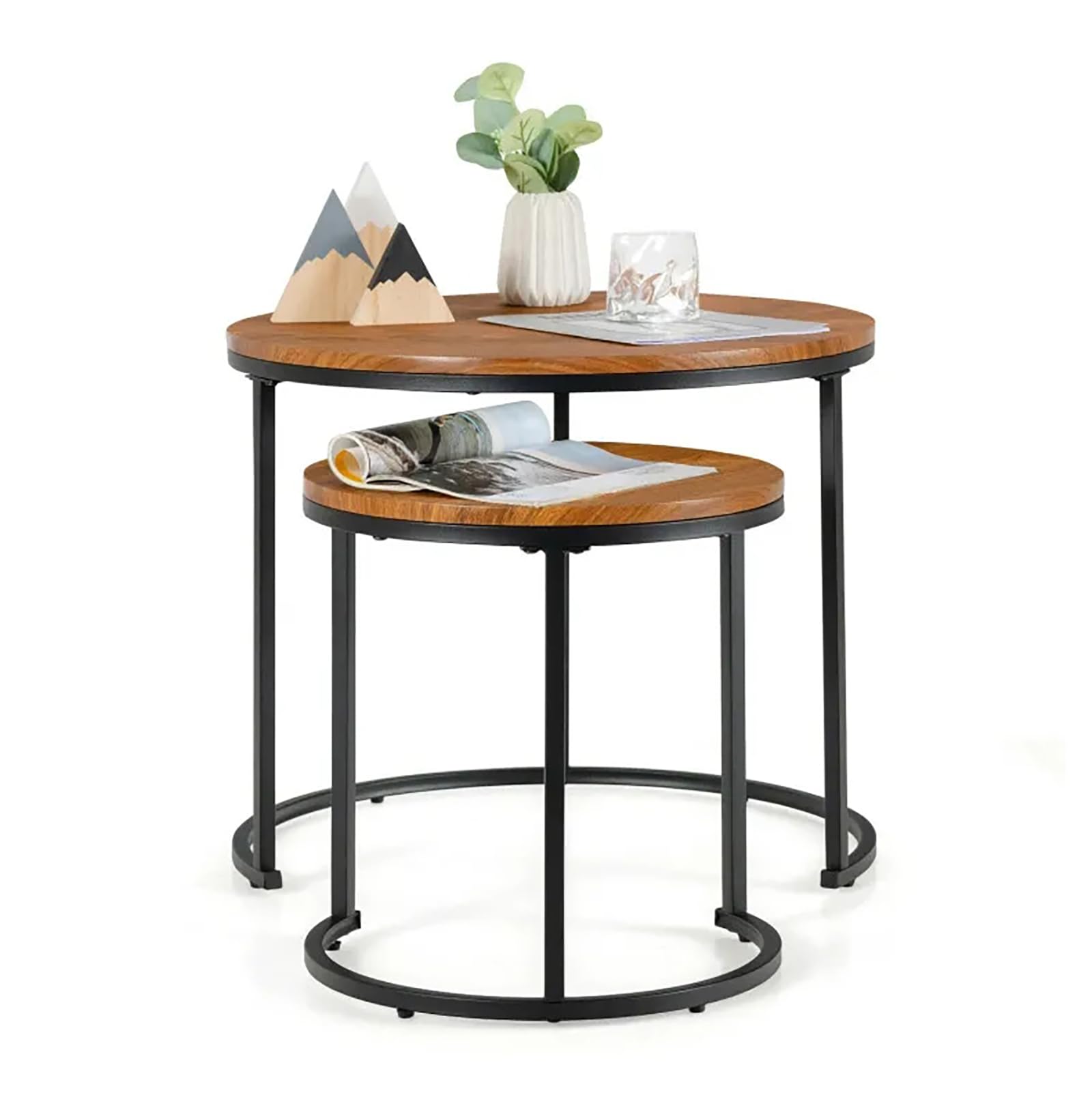 Nesting Coffee Table Set of 2, Nesting Table, Rustic Stacking Side Tables