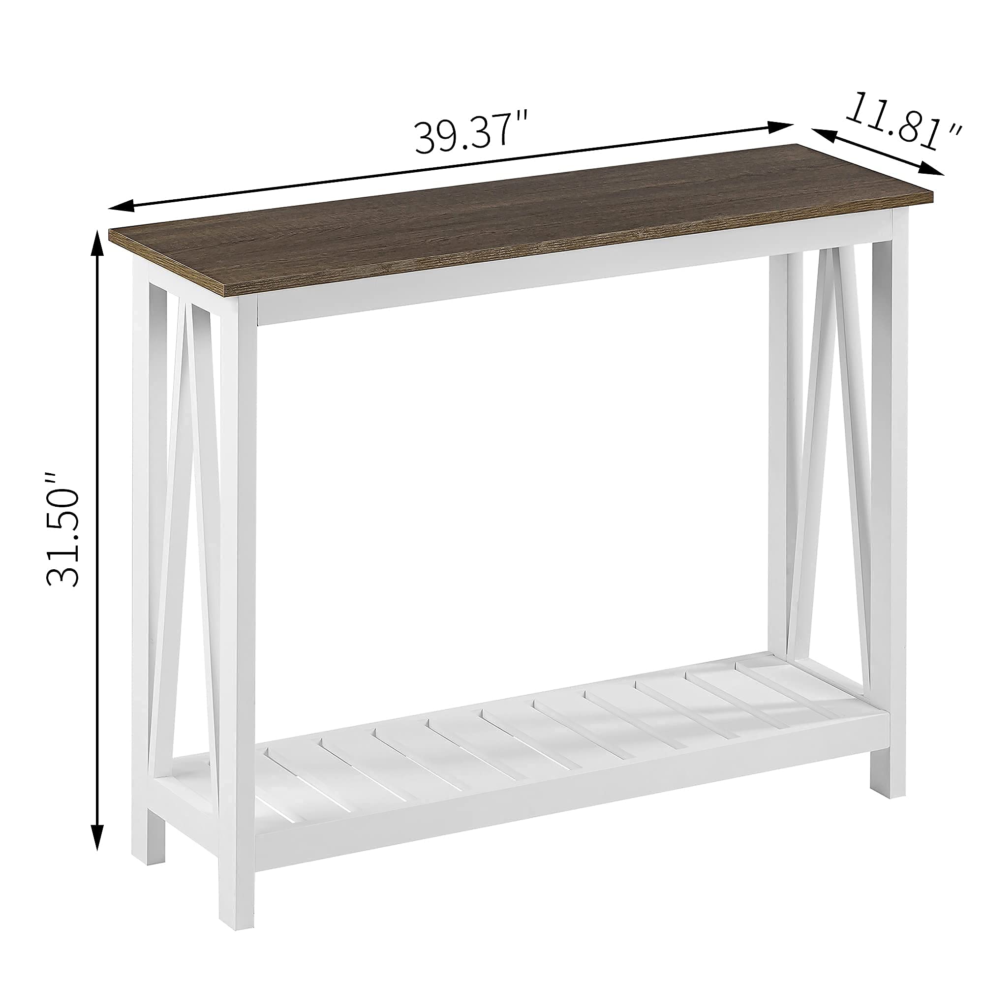 Farmhouse Console Table, Rustic Vintage Narrow Sofa Table for Entryway,