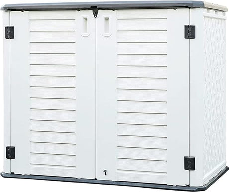 Outdoor Storage Cabinet,4 x 3.4 FT Outdoor Horizontal Storage Shed w/o Shelf