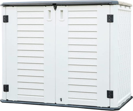 Outdoor Storage Cabinet Waterproof, Resin Vertical Outdoor Storage Shed