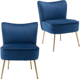 Modern Velvet Upholstered Accent Chair Set of 2,Mid Century Living Room Chairs with Golden Legs