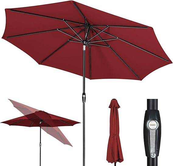 10ft Patio Market Outdoor Table Umbrella with Auto Tilt and Crank