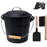 Ash Bucket with Lid and Shovel, 1.3 Gallon Fireplace Bucket for Ashe