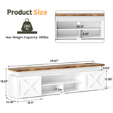 Farmhouse TV Stand for 80 Inch TV with RGB Lighting and Power Outlets