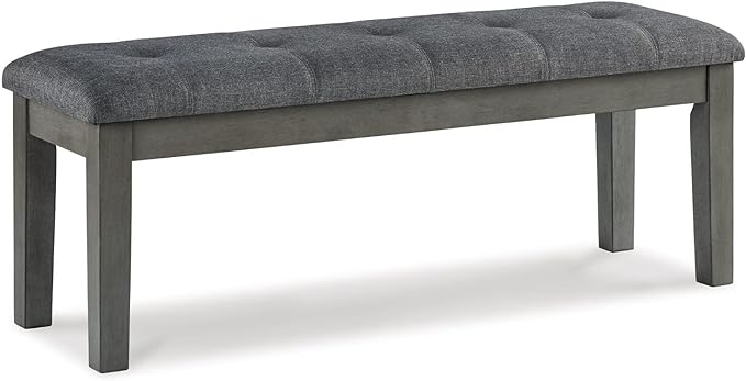 Hallanden Rustic Tufted Upholstered Dining Room Bench, Gray