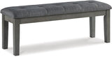 Hallanden Rustic Tufted Upholstered Dining Room Bench, Gray