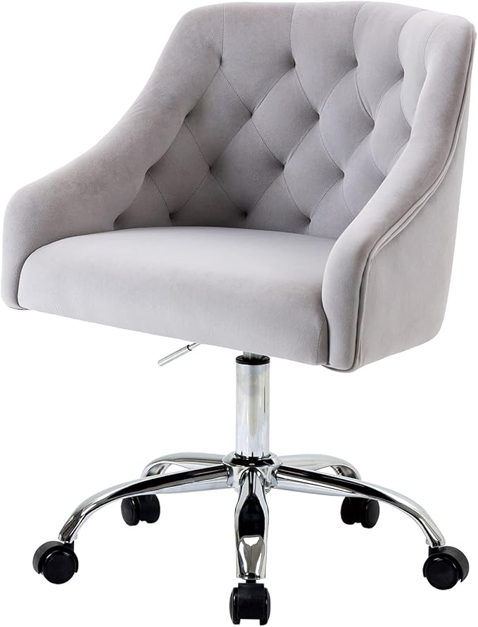 Large Velvet Fabric Swivel Task Chair for Home Office Ergonomic Comfortable Chair