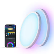 Smart RGBIC LED Ceiling Light Fixture - 2400LM Flush Mount, 12 Inch, 2 Pack