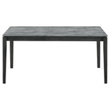 Benjara Abi 63 Inch Dining Table, Beveled Top, Faux Marble Finish, Charcoal, Gray and Black