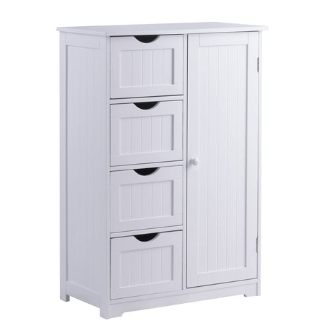 Bathroom Floor Cabinet, Multifunctional Storage Cabinet with 4 Drawers and 1 Door,