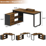 55 Inch L Shaped Desk with Drawers, Large Corner Computer Desk with 3 Drawers