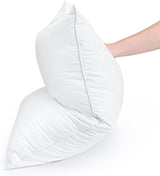 Goose Feather Bed Pillow Queen Size Set of 2 - Hotel Down Pillows for Sleeping