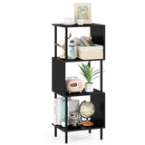 Small Bookshelf Unique S Shaped 4 Shelf Bookcase Free Standing Industrial Book Storage