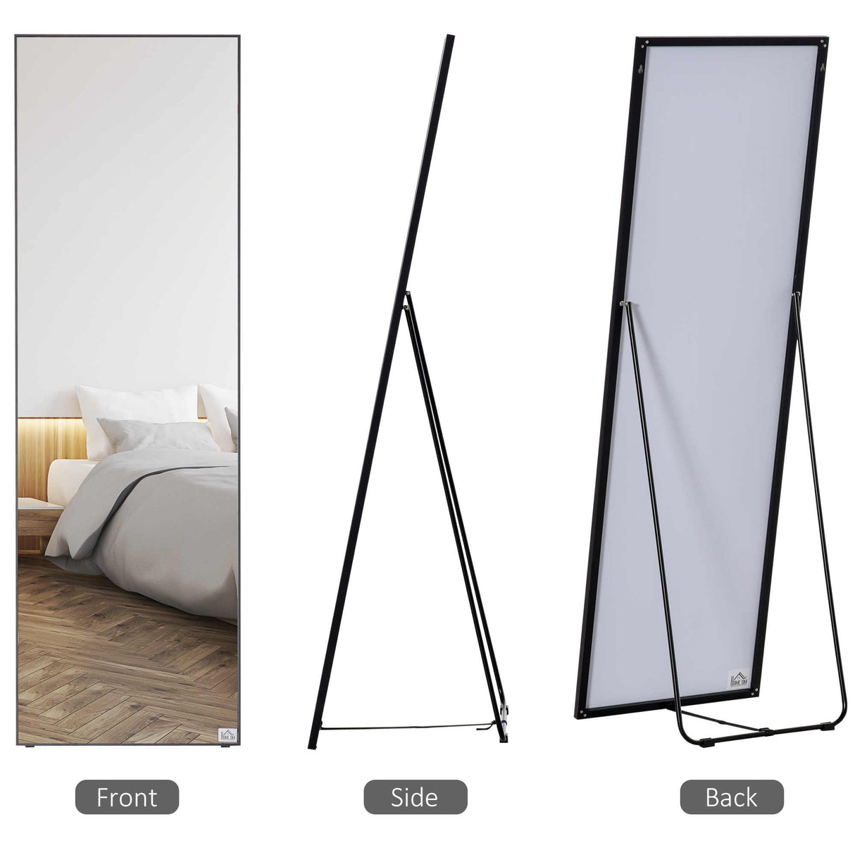 HbasdLH Full Length Glass Mirror, Freestanding or Wall Mounted Dress Mirror for Bedroom, Living Room, Bathroom, 19.75" x 63.5", Black