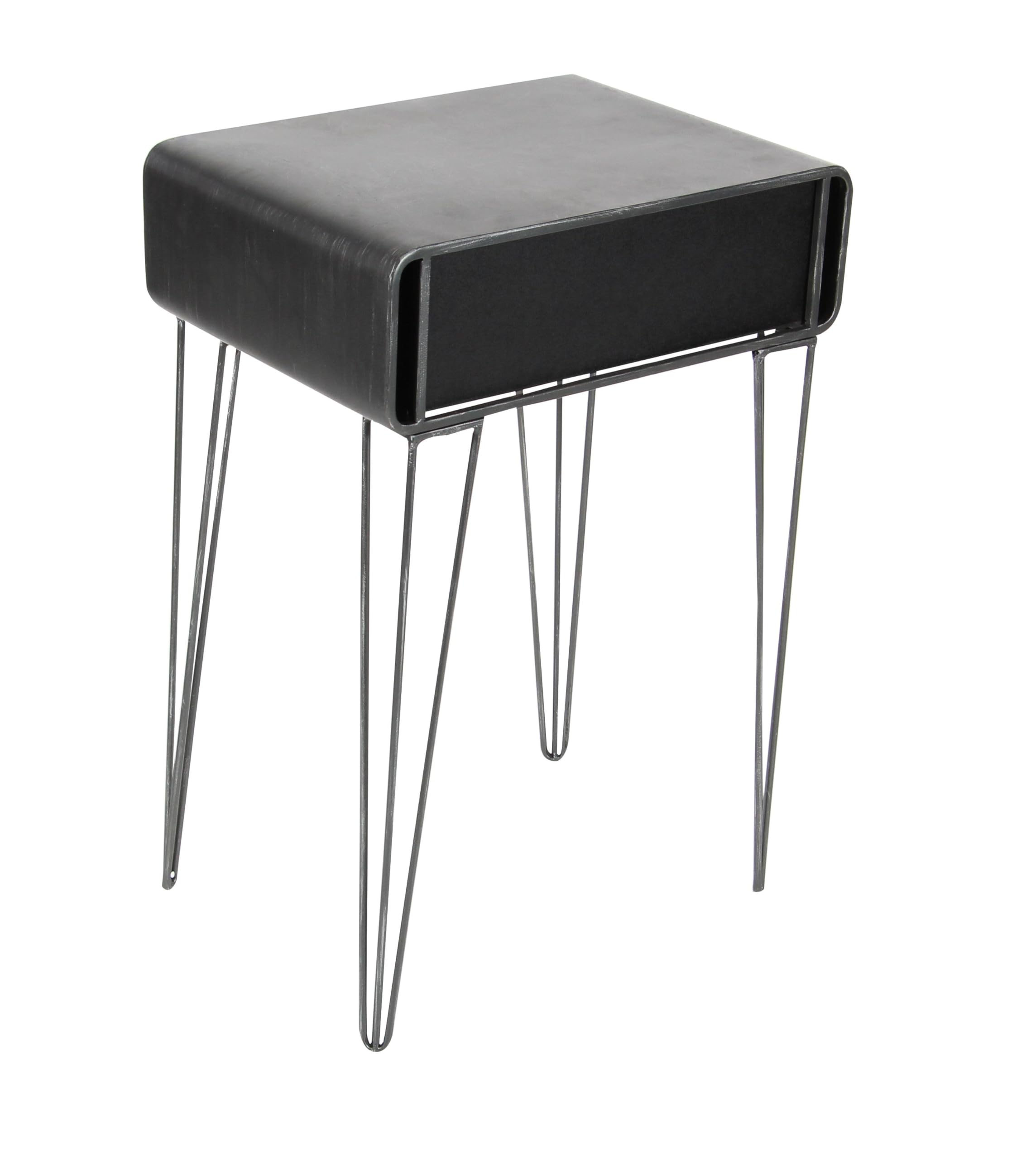 Metal Side End Accent Table Single Drawer End Table, Side Table 17" x 12" x 26", Black