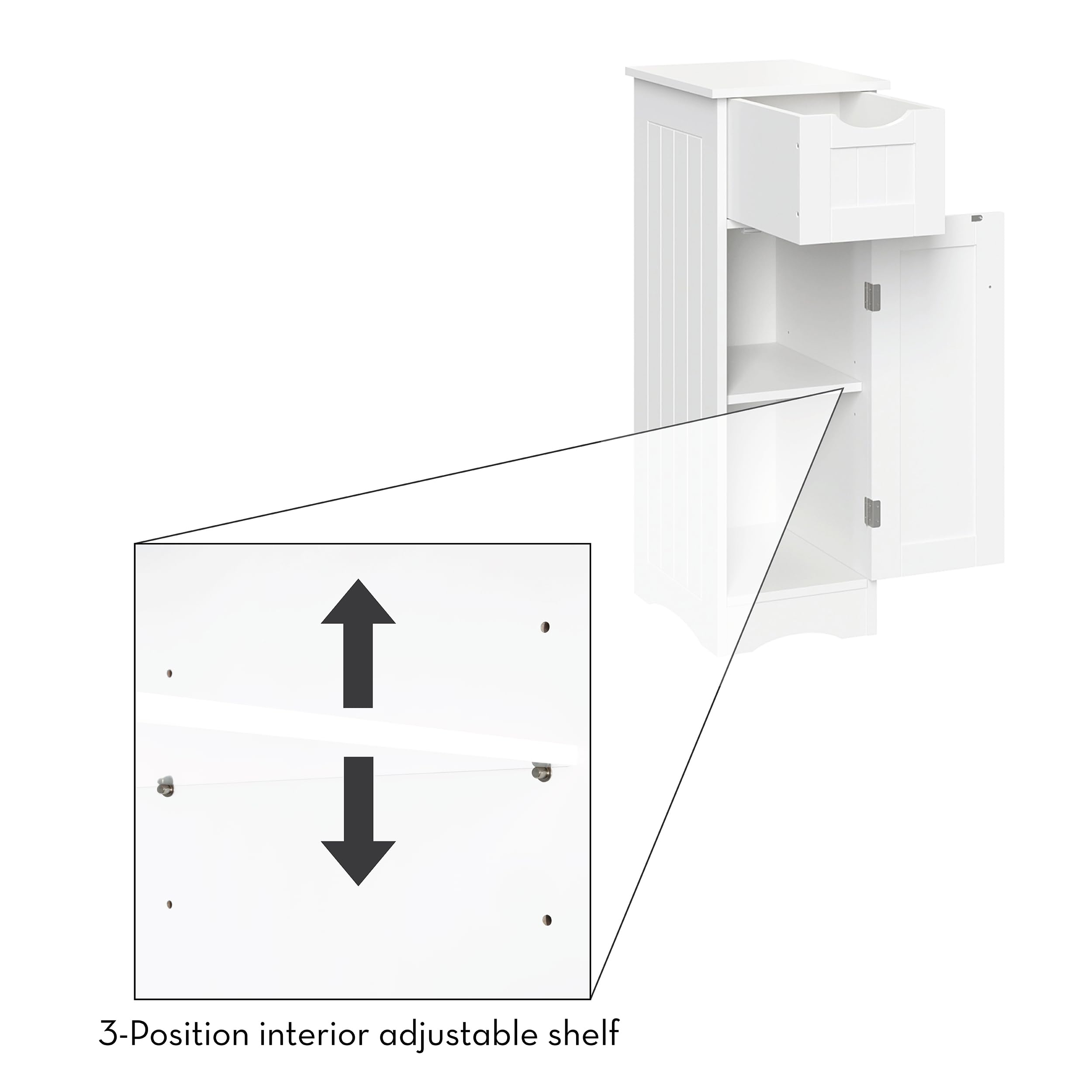 Slim, White Ashland Cabinet with Drawer