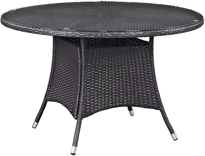 Convene Wicker Rattan Outdoor Patio 114" Rectangular Dining Table in Espresso