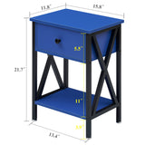 Modern Side End Table, Nightstand Storage Shelf with Bin Drawer for Living Room,