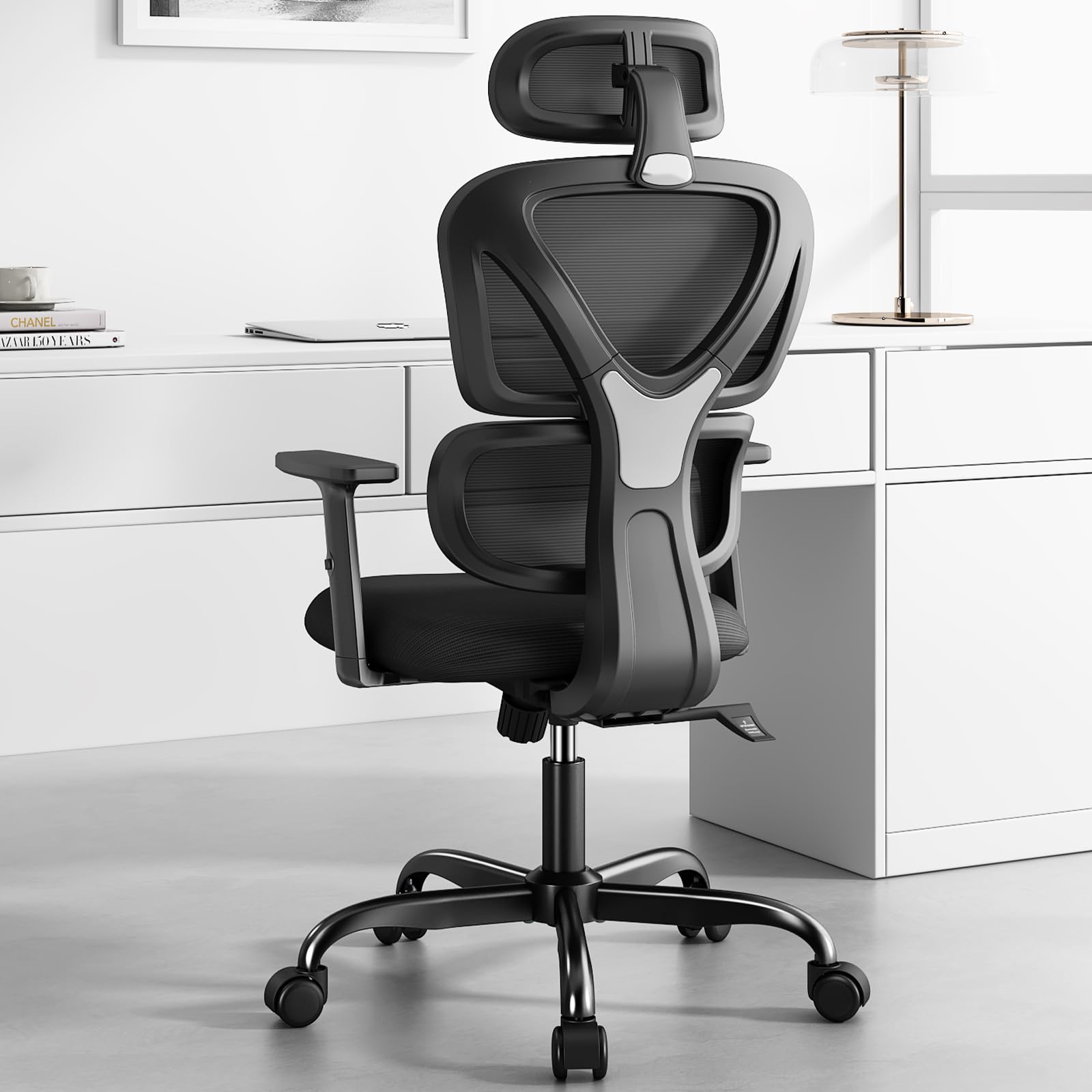 Ergonomic Office Chair, High Back Mesh Desk Chair with Lumbar Support and Adjustable Headrest