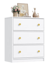 3 Drawer Dresser, White Nightstand for Bedroom with Fabric Drawers,