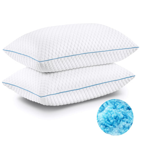 Cooling Bed Pillows Queen Size Set of 2, Shredded Memory Foam Pillows Cool Cold Pillow