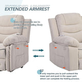 Power Lift Recliner Chair for Elderly Modern Linen Upholstered Electric Recliner Chair with Adjustable Massage and Heating Single Sofa Sofa with Infinite Position and Side Pocket for Living Room Beige