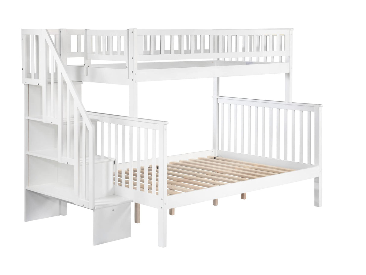 AFI Woodland Twin over Full Staircase Bunk Bed in White