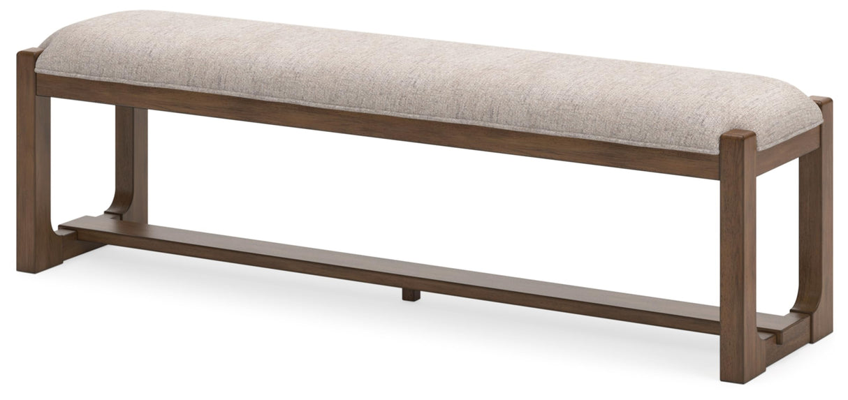 Cabalynn Farmhouse Upholstered 63" Dining Bench, Beige & Light Brown