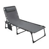 Outdoor Foldable Chaise Lounge Chair with Detachable Pillow & Pocket