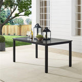 Kaplan 6-Person Rectangular Outdoor Dining Table with Umbrella Hole for Outside Patio