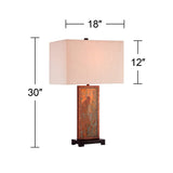 Yukon Industrial Rustic Table Lamp 30" Tall Natural Slate Stone Beige Rectangular Box Shade for Bedroom Living Room