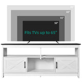 Farmhouse TV Stand for 65 inch TV with Power Outlet, Rustic Entertainment Center