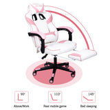 Pink Kawaii Gaming Chair with Lumbar Support