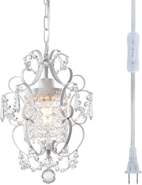 Plug in Chandelier Hanging Light Fixture with 14.27 Ft Hanging Cord and On/Off Switch