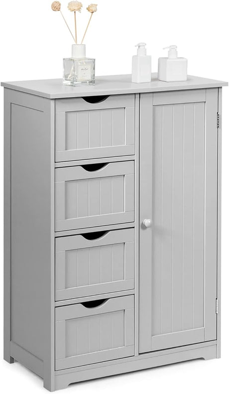 Bathroom Storage Cabinet, Wooden Storage Cupboard Organizer with 4 Drawers