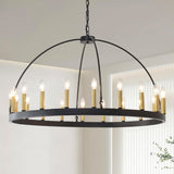 Black and Gold Wagon Wheel Chandelier 20-Light 40 Inch, Extra Large Round Rustic