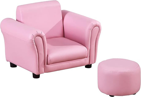 Kids Sofa Set with Footstool, Upholstered Armchair for Kids 18M+, Baby Sofa for Playroom