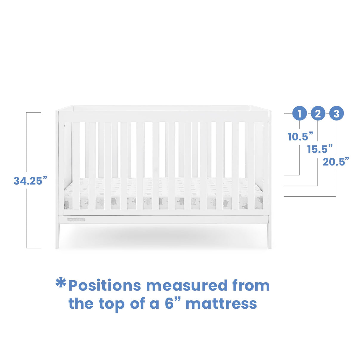 Hayes 4-in-1 Convertible Crib, Bianca White + Simmons Kids Silver Nights Dual Sided 2