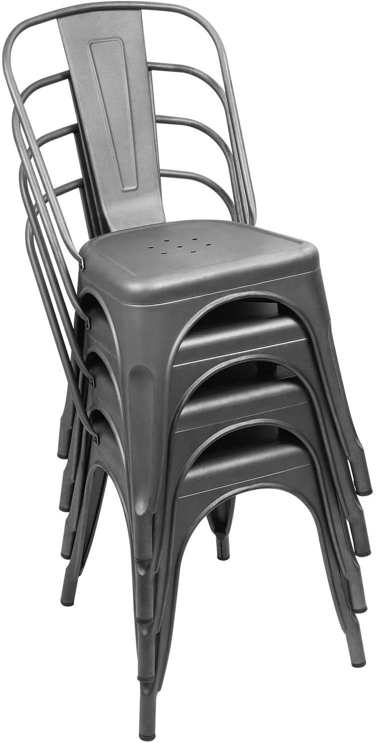 Metal Dining Chairs Indoor Outdoor Use Stackable Tolix Industrial Metal Chairs