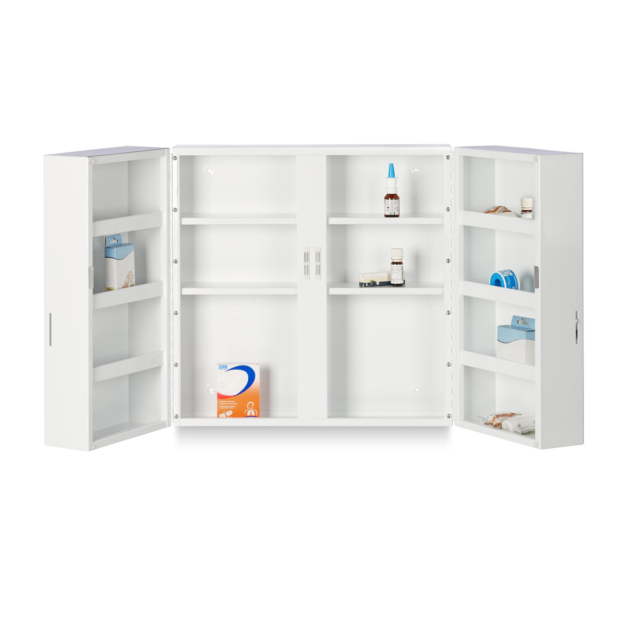 Medicine Cabinet, Lockable, 11 Compartments, Steel, HxWxD: 53 x 53 x 21.5 cm