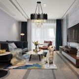 Crystal Chandeliers Light Fixtures Black Round Raindrop Crystal Pendant Light Ceiling
