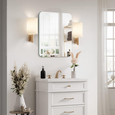 18x24 Frameless Bathroom Mirror, Rounded Corner Bathroom Vanity Mirror,