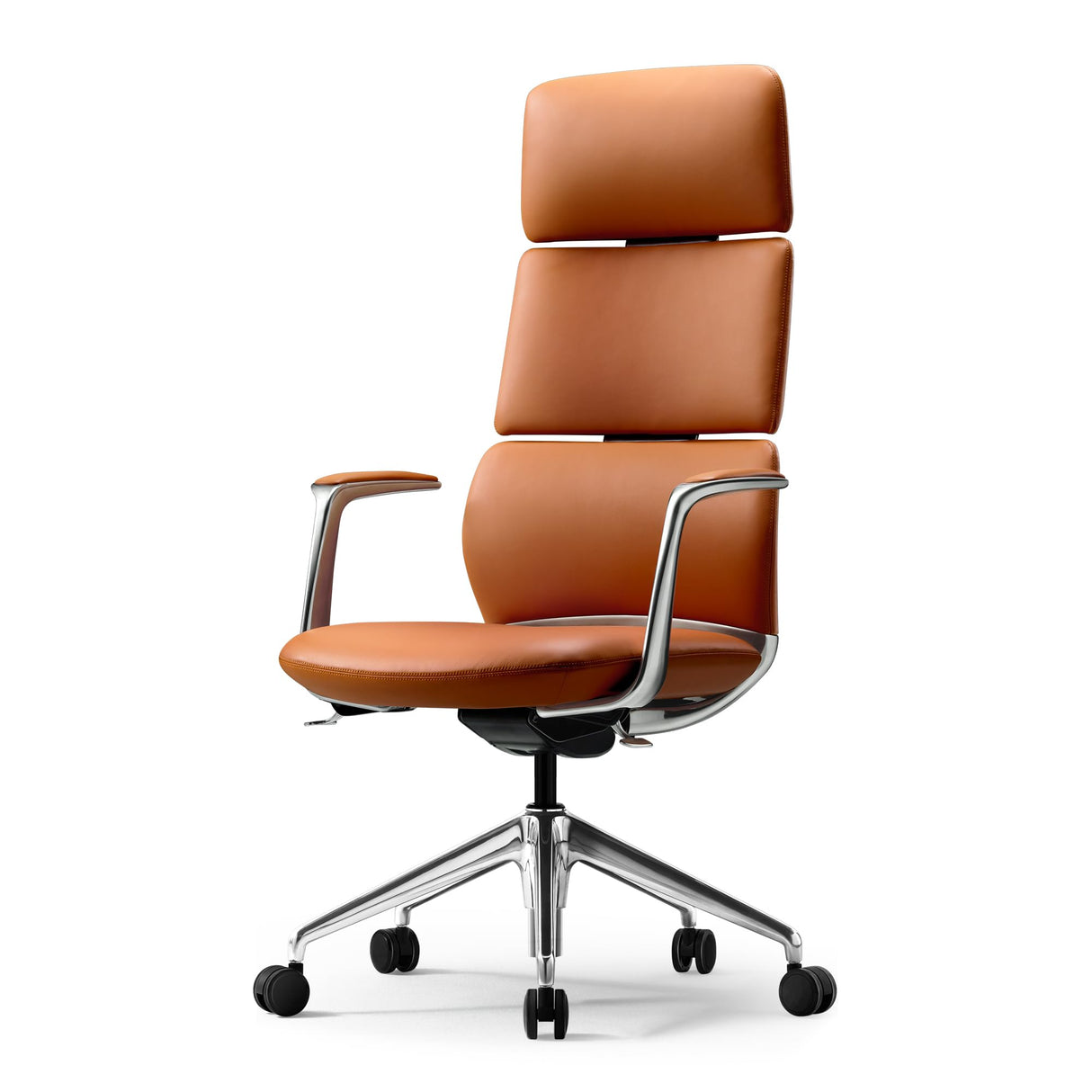 Executive Leather Office Chair - High Back Ergonomic Swivel Chair with Headrest