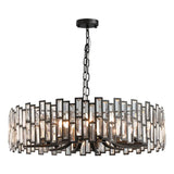 Black Chandelier,Crystal Round 10-Light Adjustable Height Chandelier Lighting Fixture