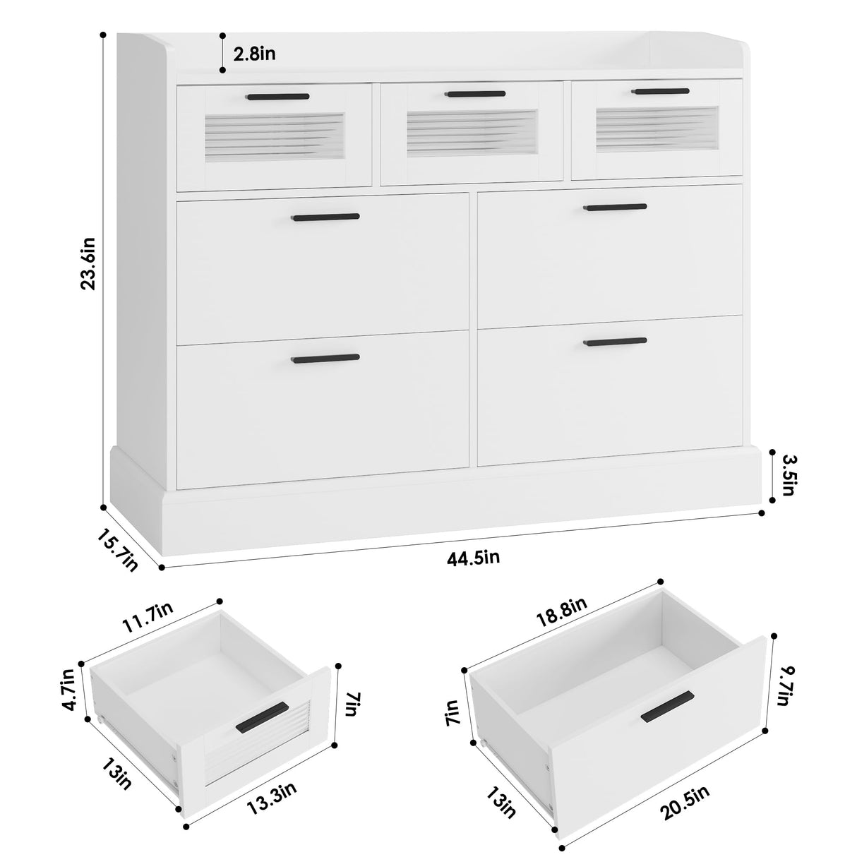 Modern 7 Drawer Double Dresser for Bedroom, Wide Chest of Drawers