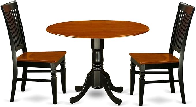 DLWE5-BLK-W 5 Piece Dinette Set for 4 Includes a Round Dining Table with Dropleaf and 4