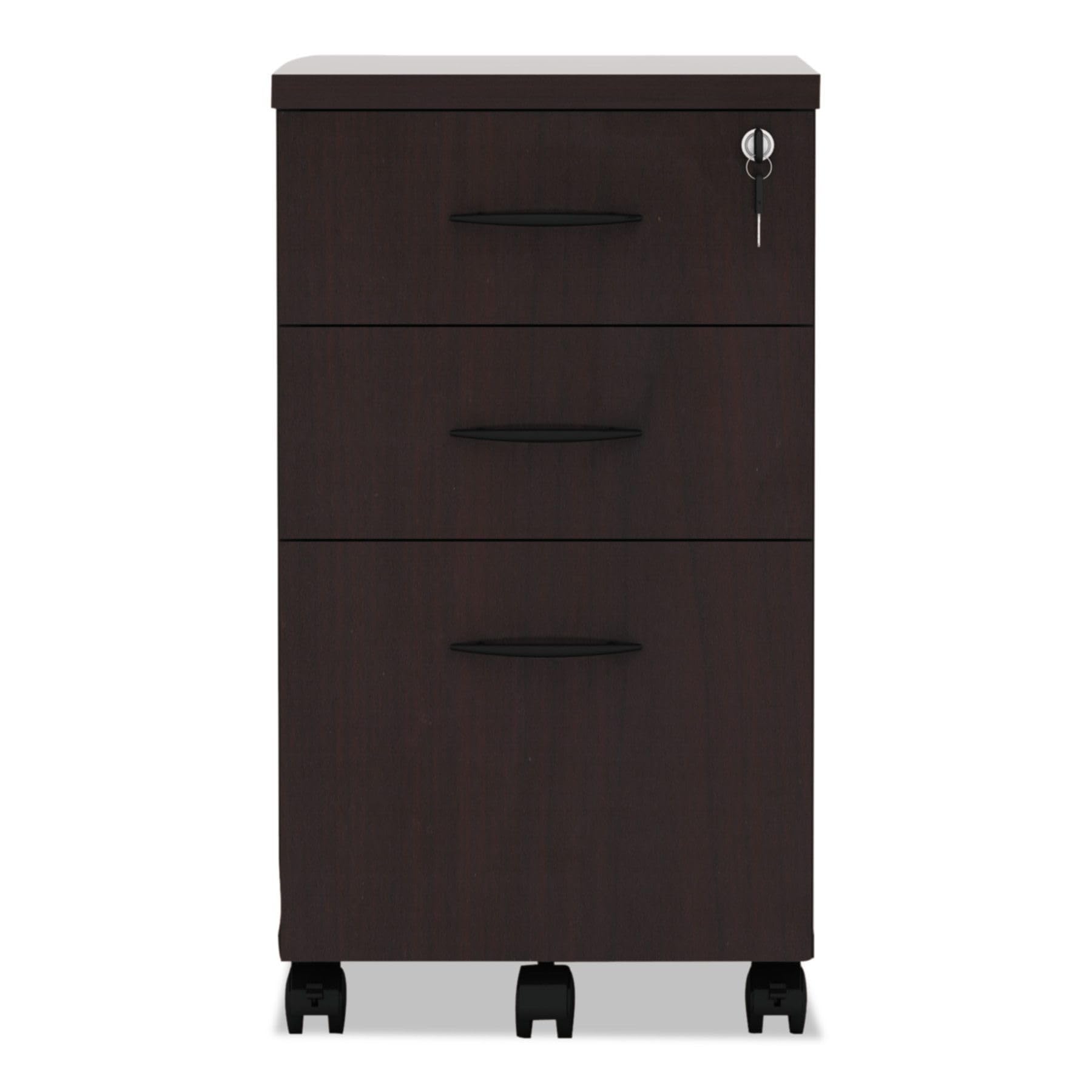 ALEVA572816MY 15.88 in. x 20.5 in. x 28.38 in. Valencia Series 3-Drawer Mobile File Pedestal - Mahogany