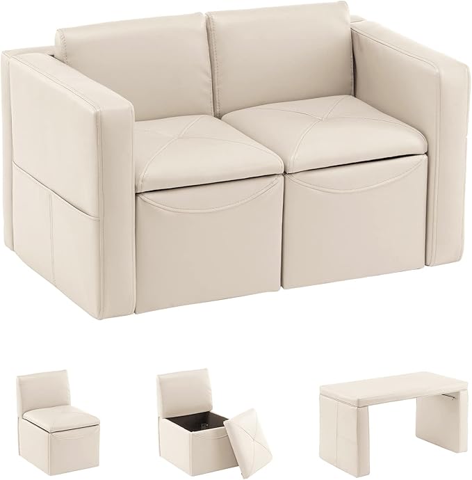 Kids Sofa, 2-in-1 Double Set Sofa Convert to Table & 2 Chairs